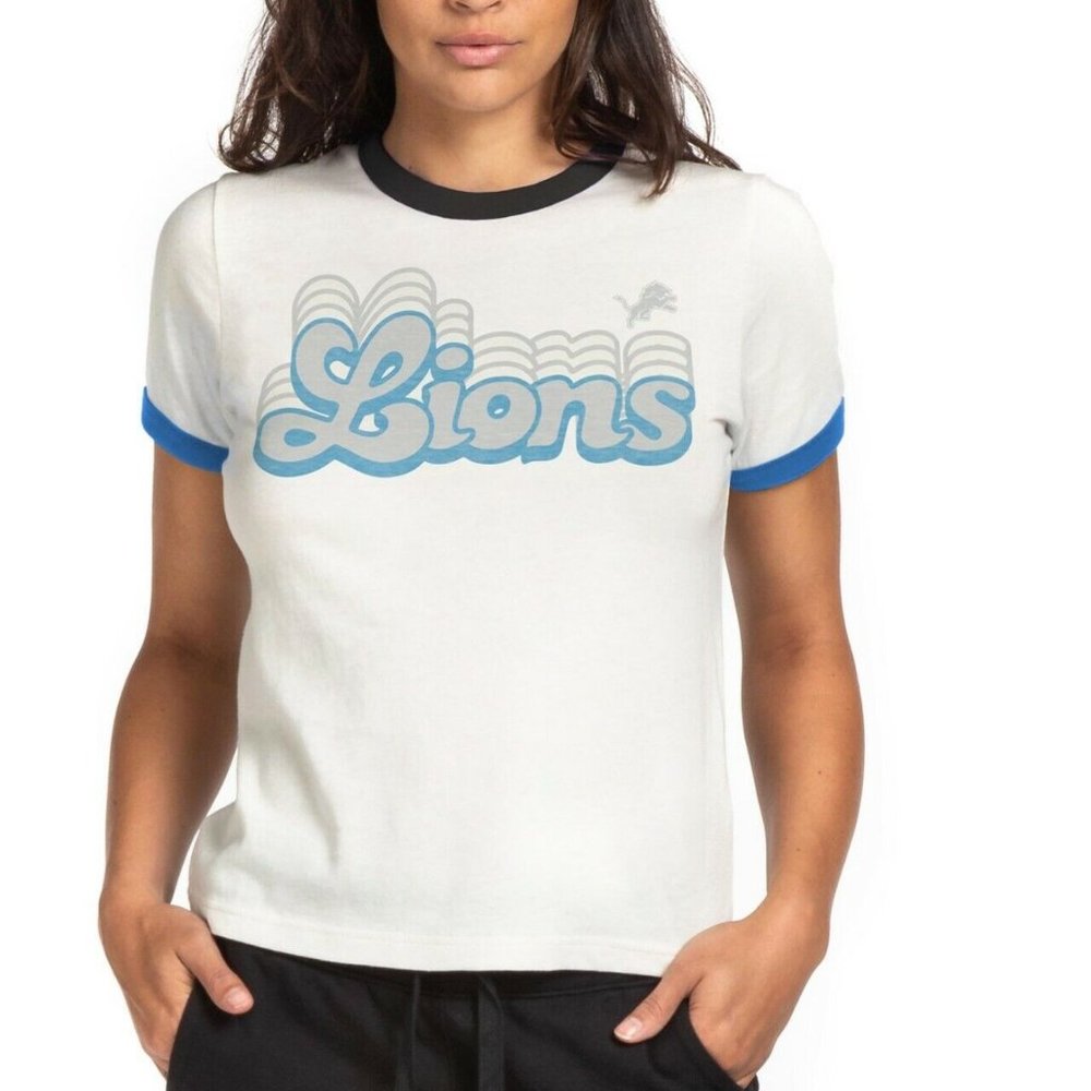 Junk Food Womens NFL Detroit Lions Retro Ringer Tee Shirt New